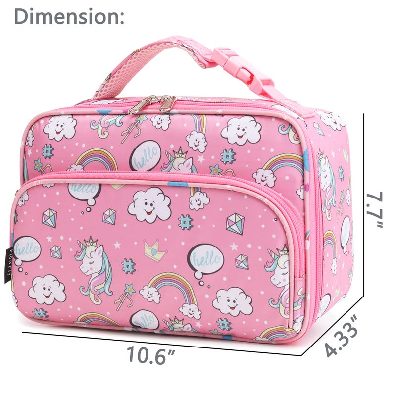 FlowFly Kids Lunch box Insulated Soft Bag Mini Cooler Back to School Thermal Meal Tote Kit for Girls, Boys, Rainbow - Image 3